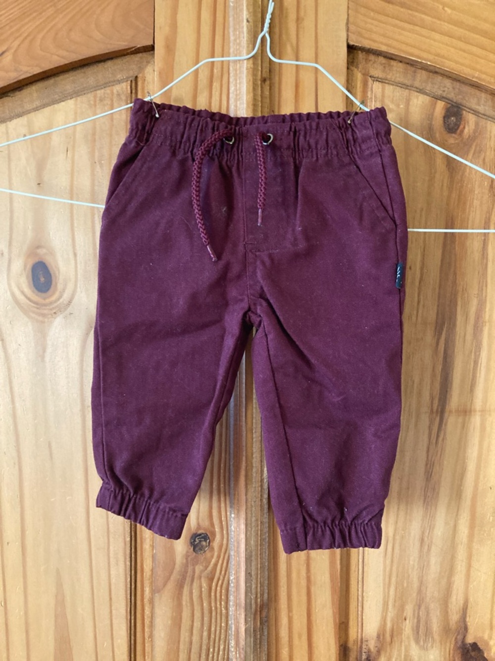 Boys American Hawk dark red khaki jogger pants size 6-9 months